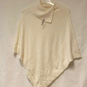 Talbots Womens L Cream Boat Neck Pullover Poncho Sweater NWT